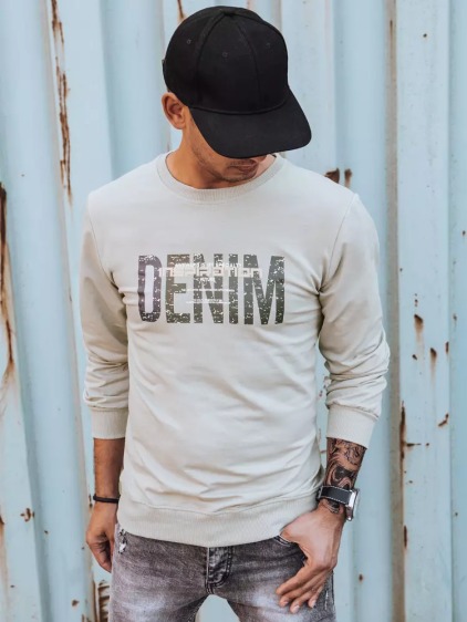 Pánská mikina s potiskem DENIM béžová