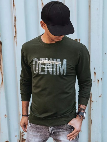 Pánská mikina s potiskem DENIM khaki