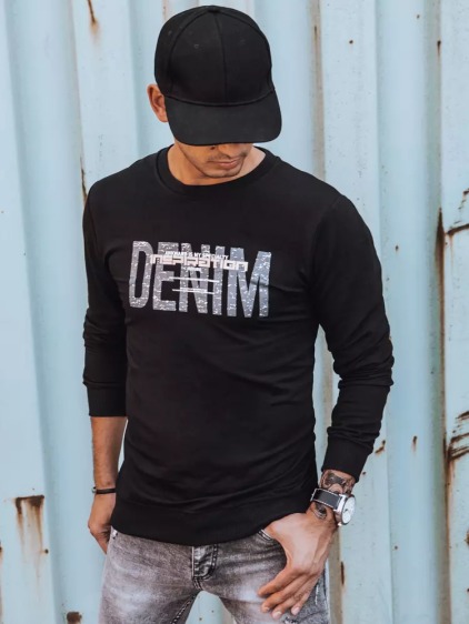 Pánská mikina s potiskem DENIM černá