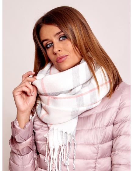 Női kockás sál NORA világos rózsaszín