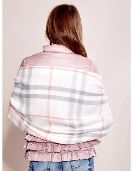 Női kockás sál NORA világos rózsaszín