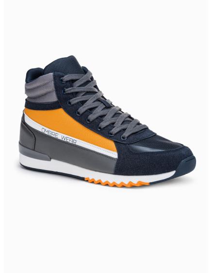 Férfi szabadidőcipő – sötétkék/sárga T358