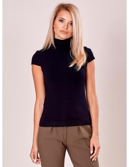 Dámský svetr s rolákem a krátkými rukávy KIRSTEN černý 
