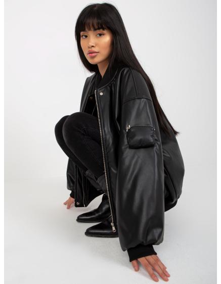 Dámska bunda bomber kožená oversize AUBREY čierna