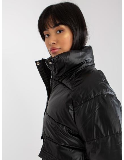 Dámska bunda bez kapucne páperová prešívaná FATIMA čierna