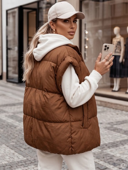 Dámska prešívaná vesta NIMIA hnedá – fotografie produktu 2