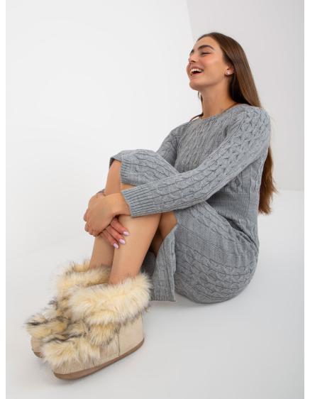 Dámské šaty pletené midi RUE PARIS šedé 