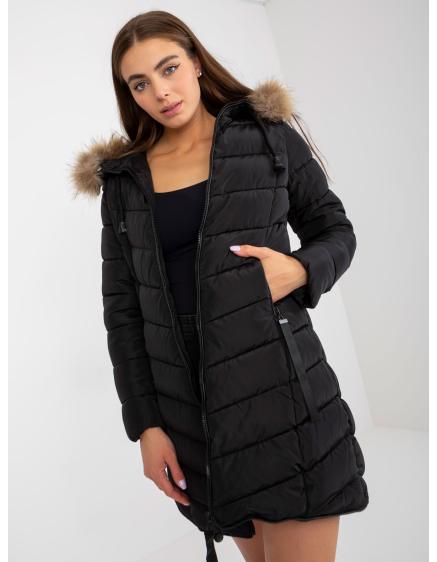 Dámska bunda zimná s odnímateľnou umelou kožušinou BONNY čierna