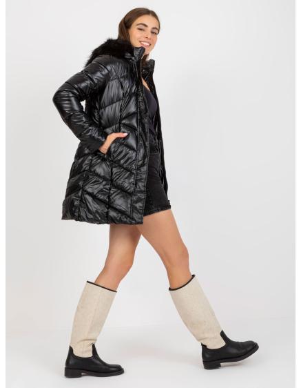 Dámska bunda s kapucňou páperová zimná KATE čierna