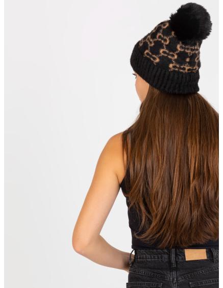 Dámska zimná čiapka so vzorom ISI hnedo čierna