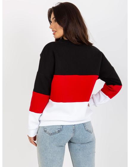 Női V-nyakú pulóver BASE piros és fehér