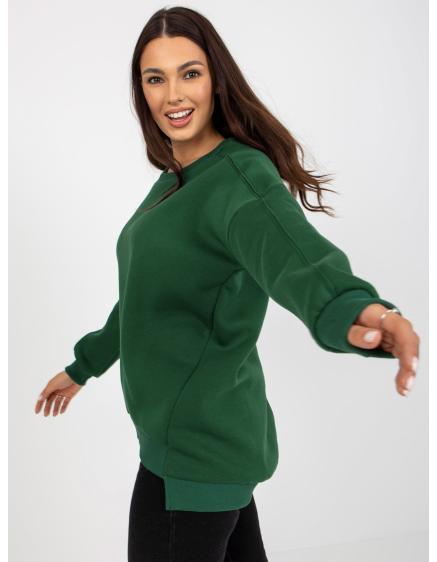 Női hosszú ujjú pulóver CARLA sötétzöld