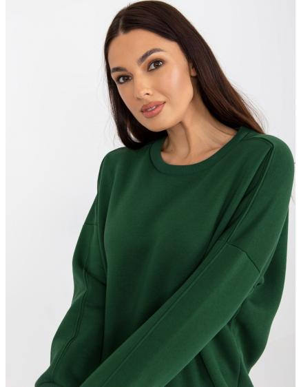 Női hosszú ujjú pulóver CARLA sötétzöld
