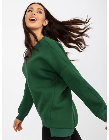 Női hosszú ujjú pulóver CARLA sötétzöld