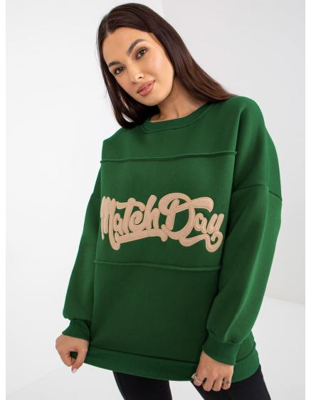 Női kapucnis melegítőfelső foltokkal CLAIRE sötétzöld