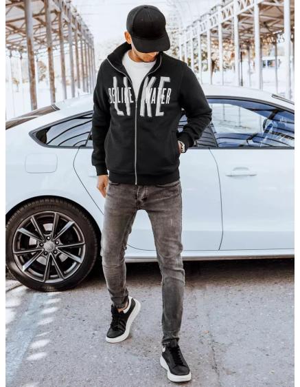 Férfi cipzáras melegítőfelső nyomtatott DARNELL fekete