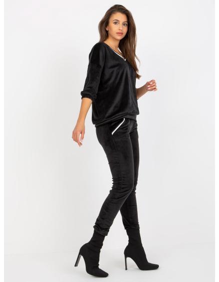 Dámská souprava s 3/4 rukávy dvoudílná velurová ALMA černá  