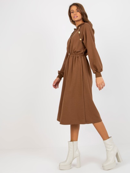 Dámske šaty s kapucňou MARLENA hnedé