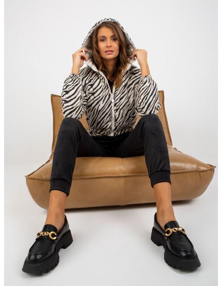 Dámska bunda s potlačou obojstranná prešívaná ADDY svetlo béžová