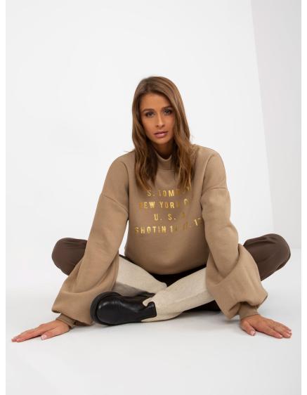 Női nyomtatott garbó pulcsi DORIS sötétbézs sötétbézs