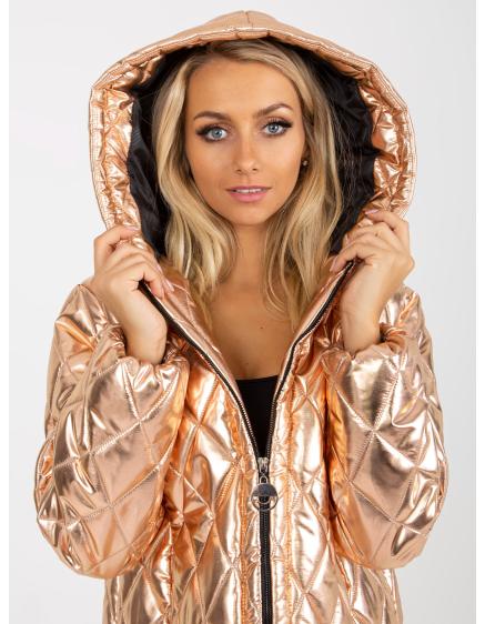 Dámska bunda s vreckami prešívaná prechodná KALEY zlatá
