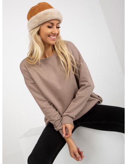 Női túlméretezett pulcsi zsebekkel KREA sötétbézs sötétbézs