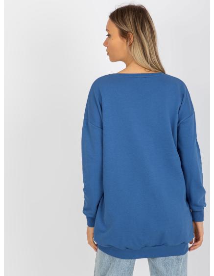 Női kerek nyakú pulóver LARYENE sötétkék