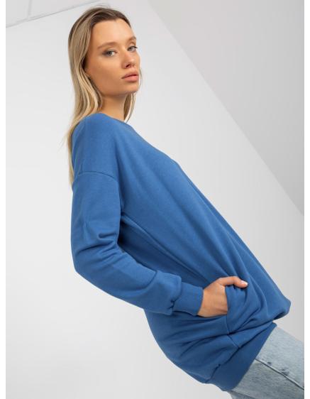 Női kerek nyakú pulóver LARYENE sötétkék