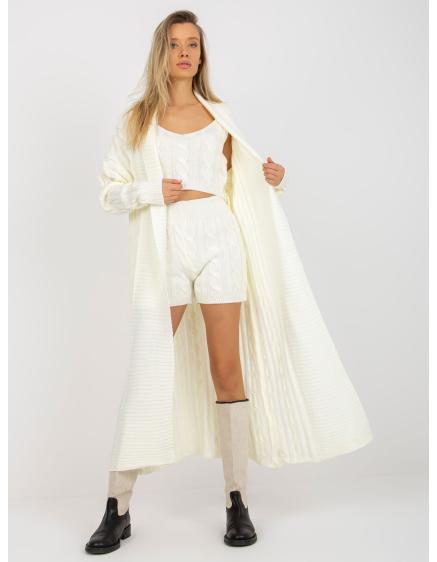 Női háromrészes kötött szett felsővel és rövidnadrággal ANNA ekrü színben