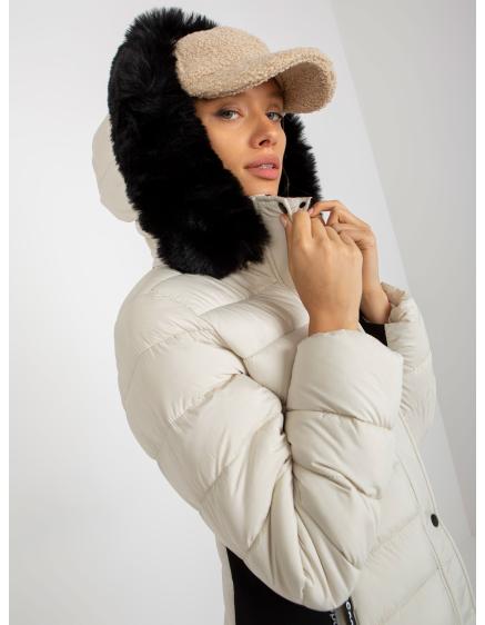 Női kapucnis steppelt átmeneti kabát MARGERY világos bézs színben