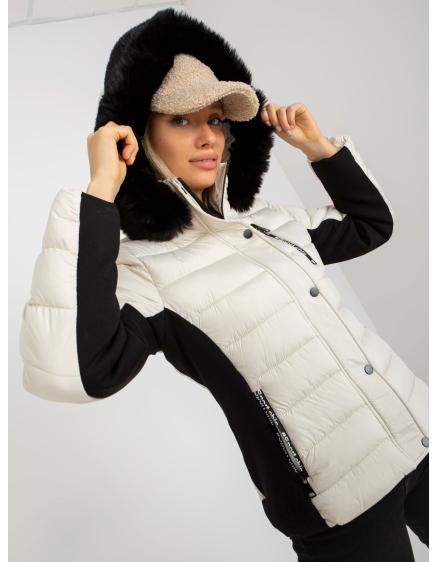 Női kapucnis steppelt átmeneti kabát MARGERY világos bézs színben