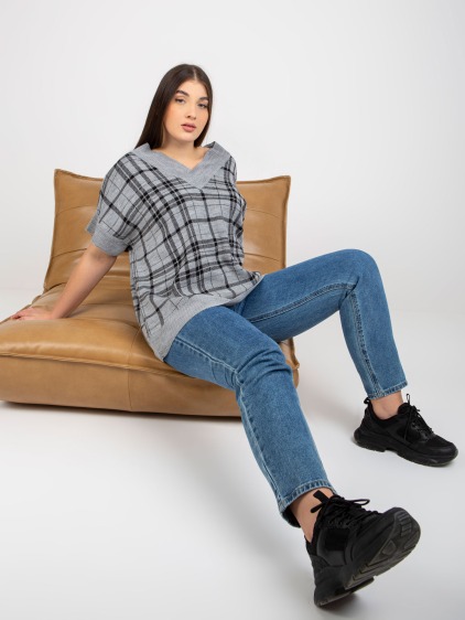 Dámska vesta plus size s výstrihom do V BENYCE šedá