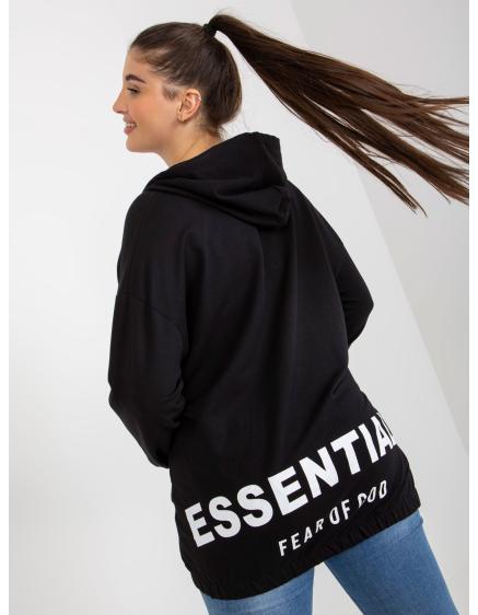Dámská mikina s kapucí a kapsami plus size RONA černá 