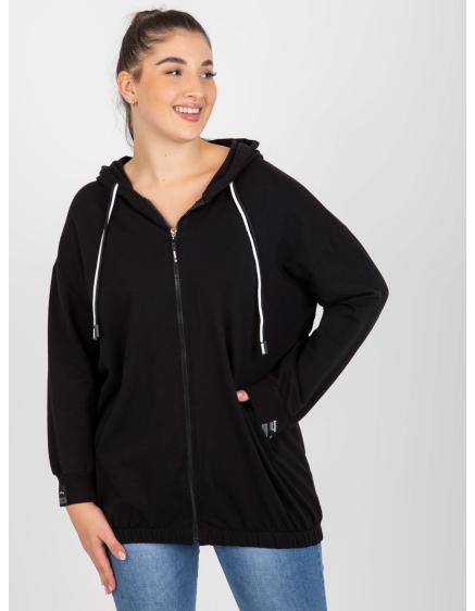 Dámská mikina s kapucí a kapsami plus size RONA černá 