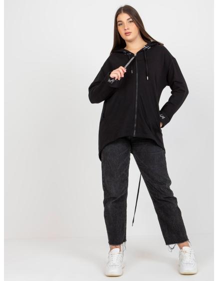 Dámská mikina plus size s kapucí a nápisy BOBBIE černá 