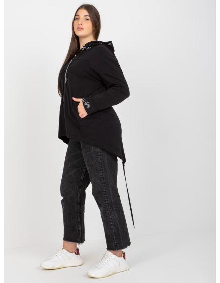 Dámská mikina plus size s kapucí a nápisy BOBBIE černá 