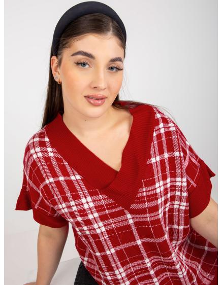 Dámska vesta s kockovaným vzorom plus size MARCI červená