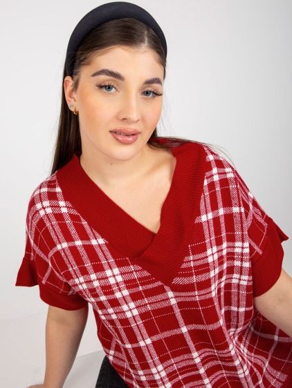 Dámska vesta s kockovaným vzorom plus size MARCI červená