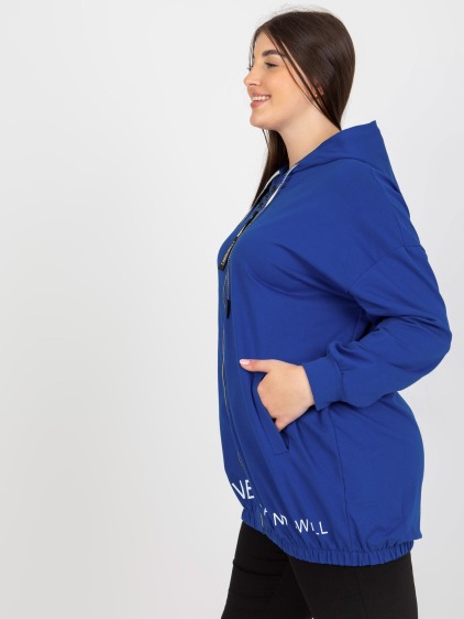 Női plus size pulóver cipzár nélkül SADIE nyomtatással sötétkék színben