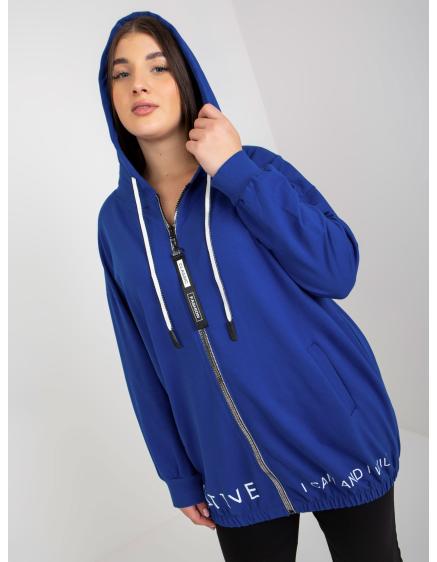 Dámská mikina plus size bez zipu s nápisem SADIE tmavě modrá 
