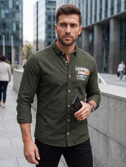 Férfi ing TEAM khaki