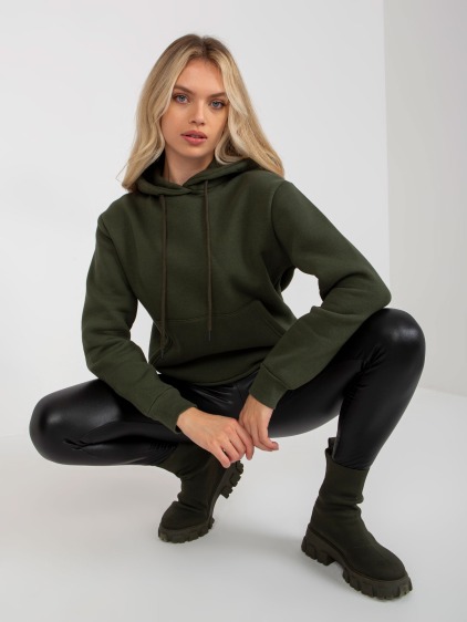 Női pulóver RUE PARIS khaki színben