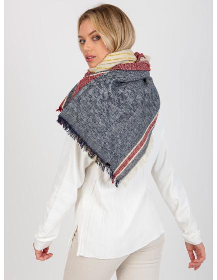 Dámská šála vzorovaná zimní MIAKELA s vlnou námořnicky červená 