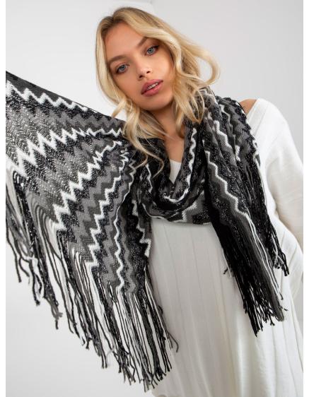 Női mintás sál csillogó fonallal ANAHI fekete