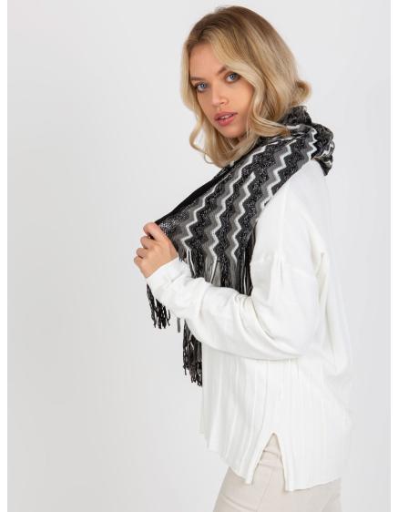 Női mintás sál csillogó fonallal ANAHI fekete