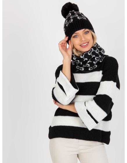 Dámska zimná čiapka so vzorom SKYLER čiernobiela
