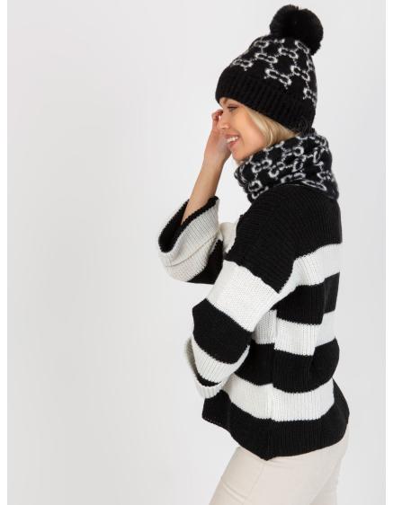 Dámska zimná čiapka so vzorom SKYLER čiernobiela