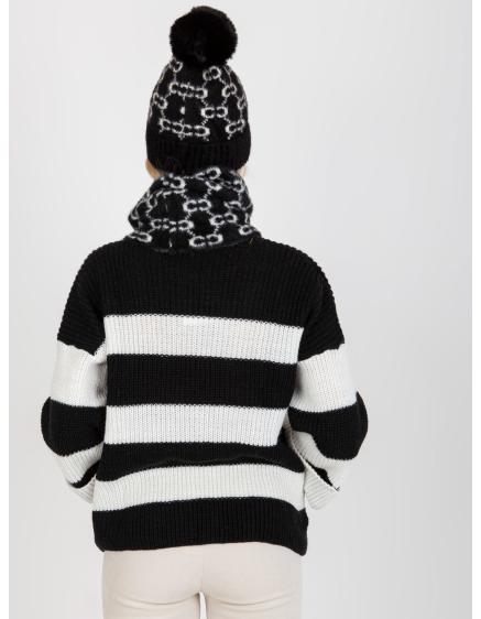 Dámska zimná čiapka so vzorom SKYLER čiernobiela