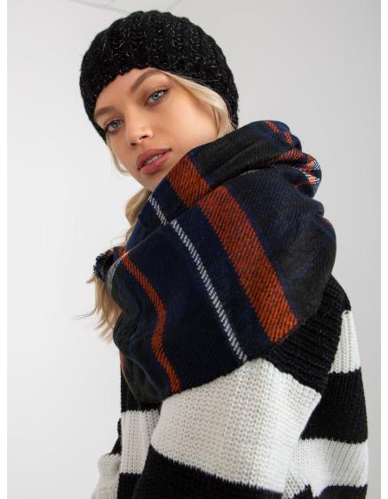 Dámsky komín s kockovanou potlačou PHOENIX námornícko-oranžový