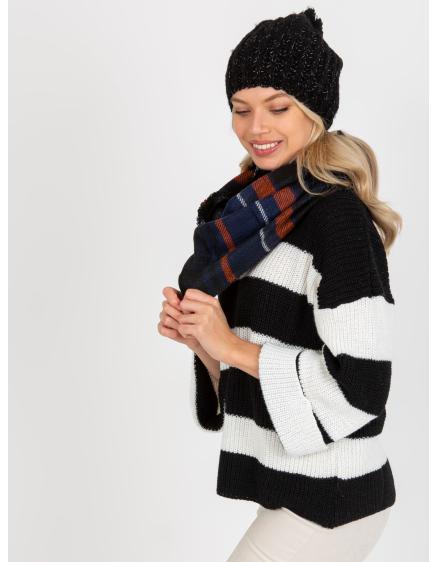 Dámsky komín s kockovanou potlačou PHOENIX námornícko-oranžový